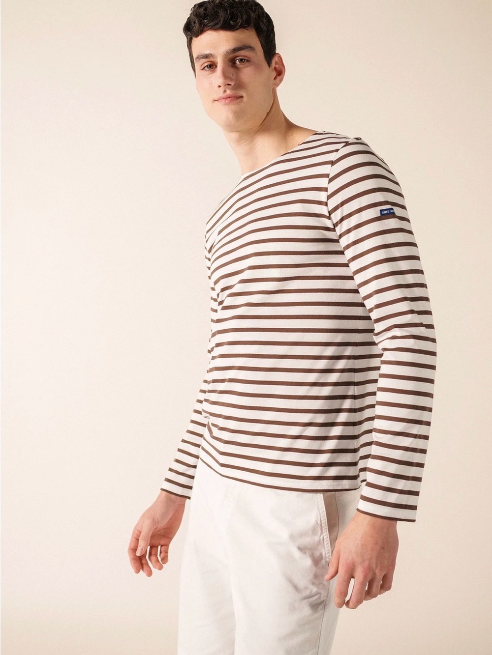Mens Unisex Saint James LATELIER France Top Striped Breton Shirt SM 10 Expresso